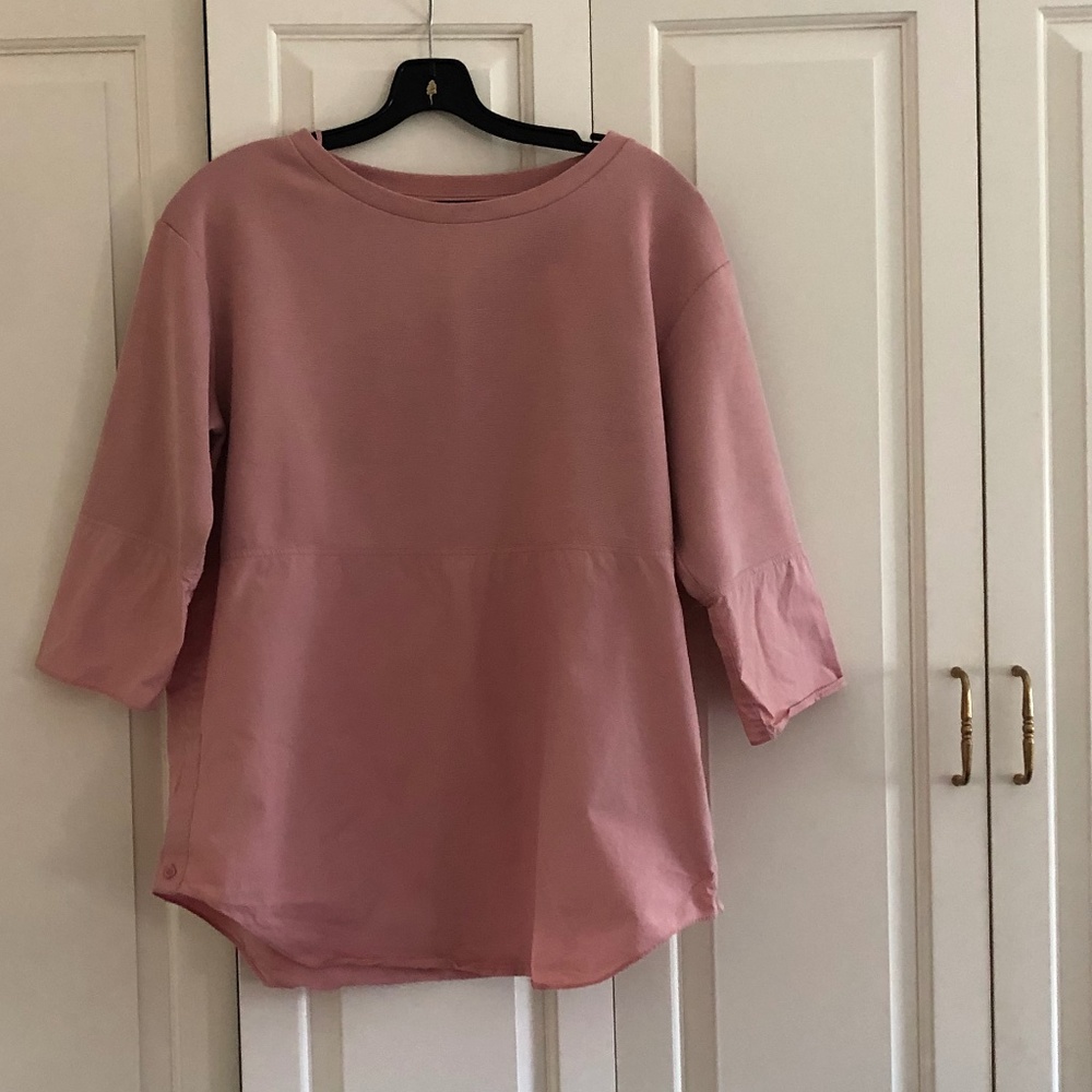 Cos Long Sleeve contrast band top Small pink